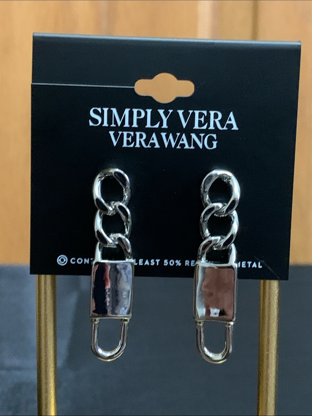 NWT Simply Vera Vera Wang silver tone link earrings